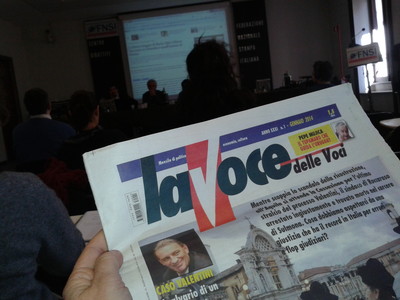 Roma 25.01.2014. Anteprima del Festival del giornalismo investigativo. La "Voce delle Voci" rischia la chiusura a causa di un risarcimento